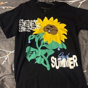 PacSun Black Tee with Sunflower Graphic